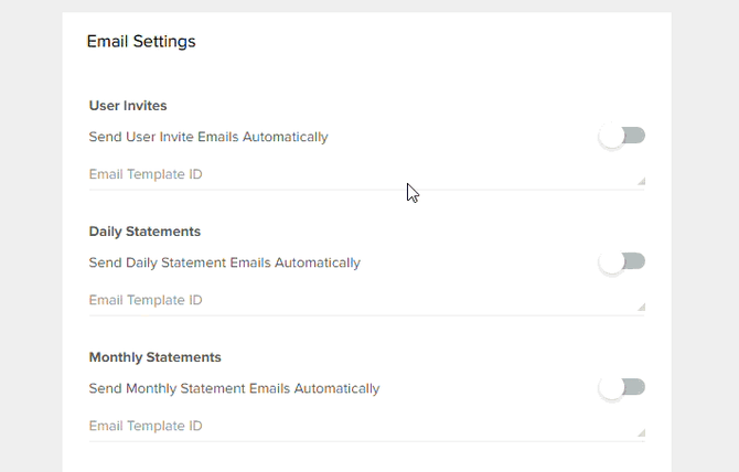 Email template dropdown